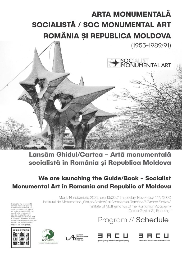 Poster – launch of the guide/book "Socialist Monumental Art in Romania and the Republic of Moldova", 14 November 2023