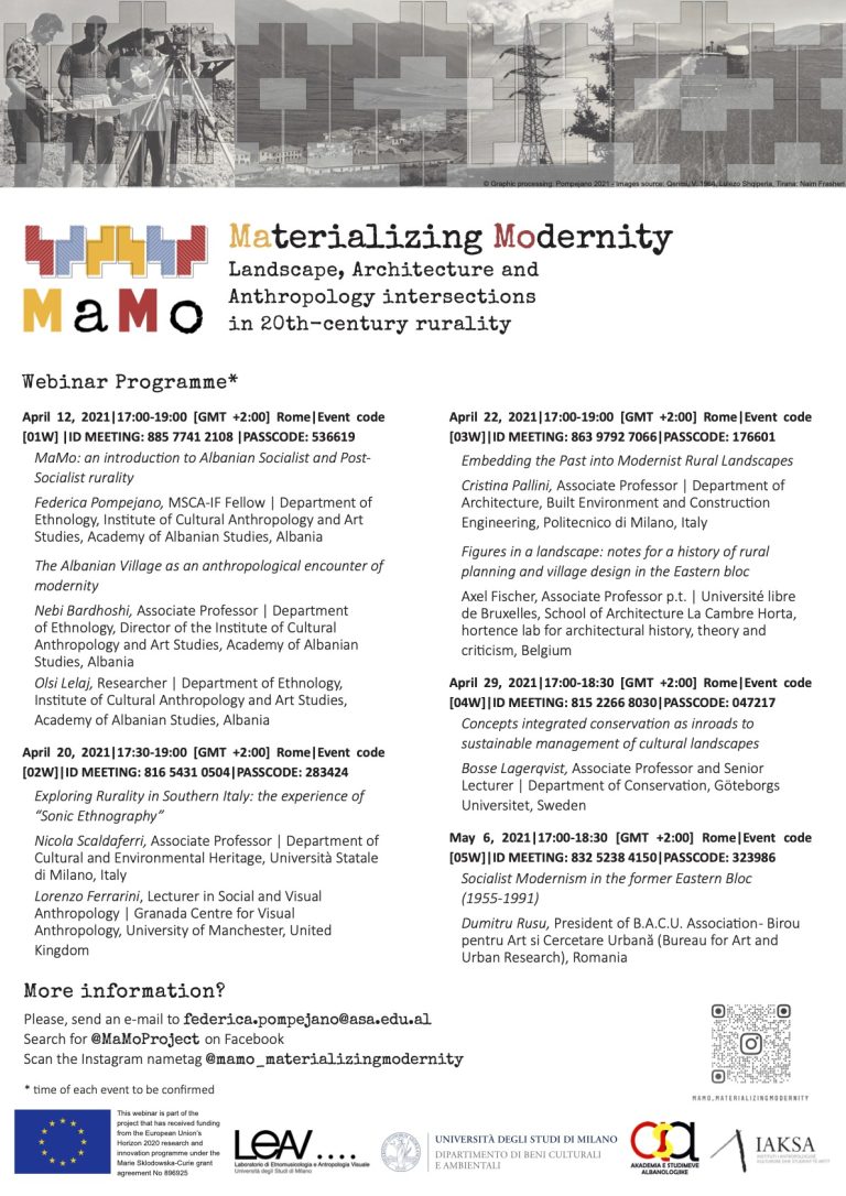 Programme – MaMo "Materializing Modernity" webinar, April–May 2021 (Dumitru Rusu, 6 May 2021)