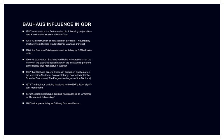 Panel: Chronology: Bauhaus influence in the GDR