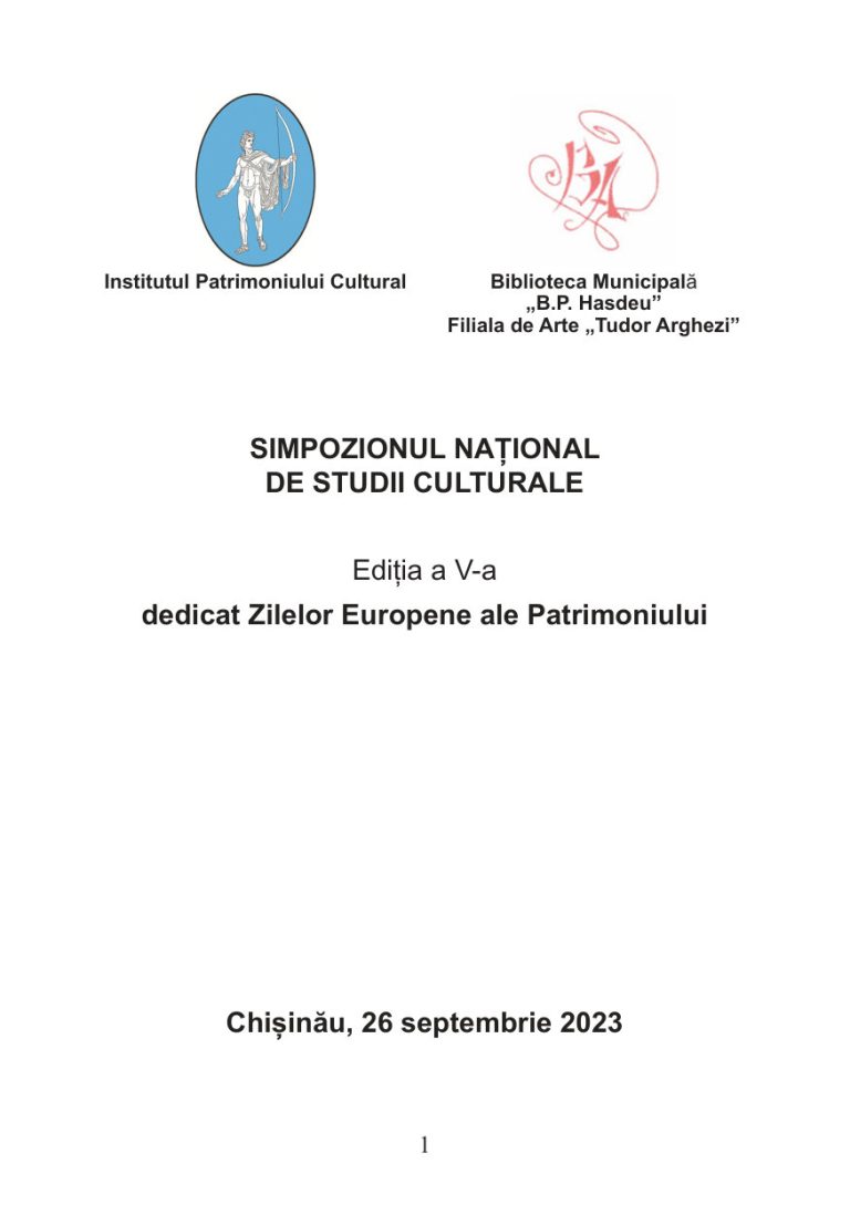 Programme and abstracts – National Symposium of Cultural Studies, 5th edition, Chișinău, 26 September 2023